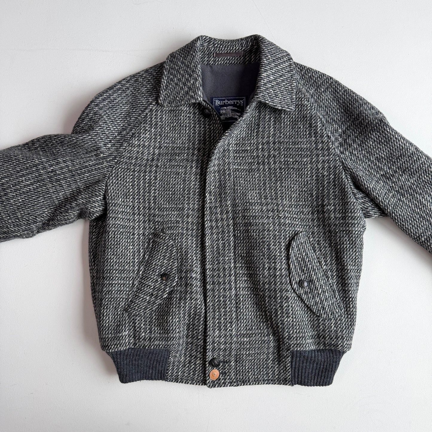 VNTG Burberry (36 / M) Tweed Wool Gray Raglan Sleeve Jacket