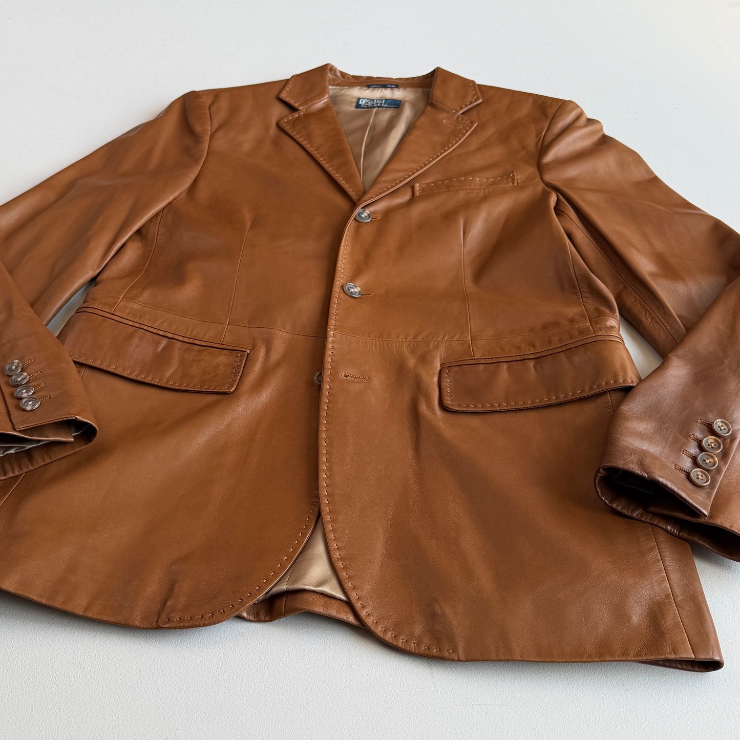 Polo Ralph Lauren (M) Glove Soft Cognac Brown Leather Sport Coat