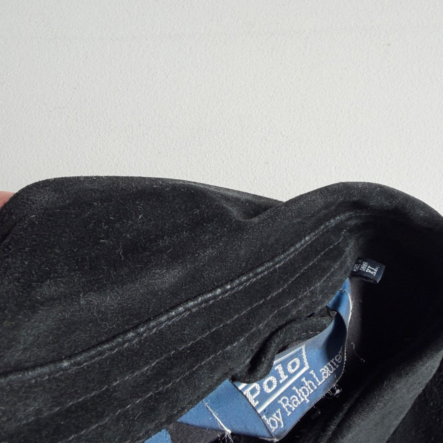 Polo Ralph Lauren (XL) Suede Leather Black Fleece-Lined Jacket