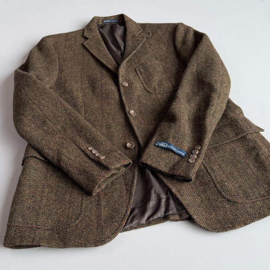 NWT Polo Ralph Lauren (44L) Half-Canvas Tweed Burgundy Check Sport Coat