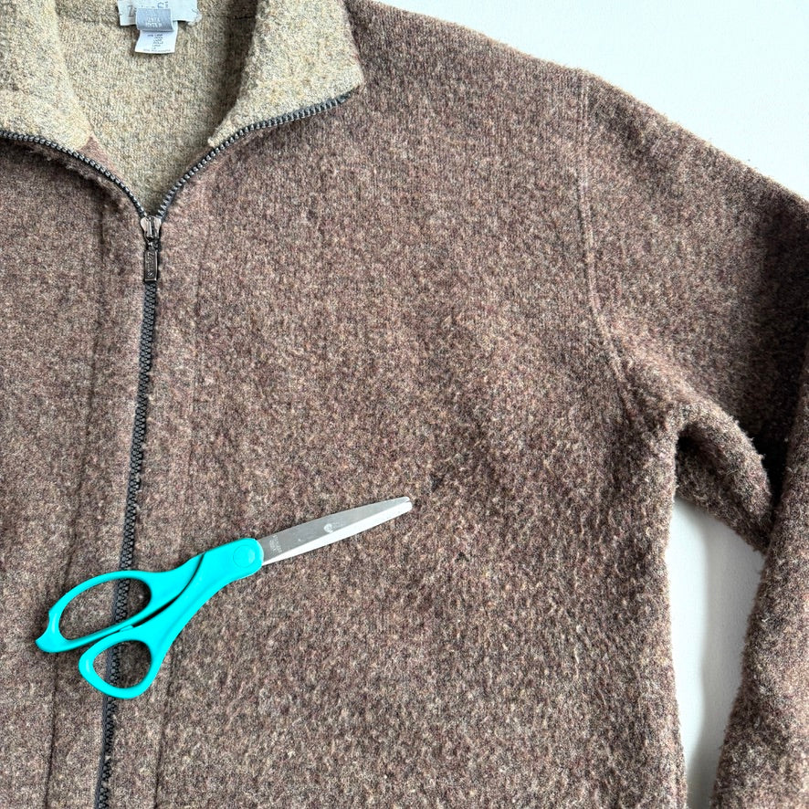 Zenga Sport (M) Wool-Blend Mottled Boucle Red Brown Jacket
