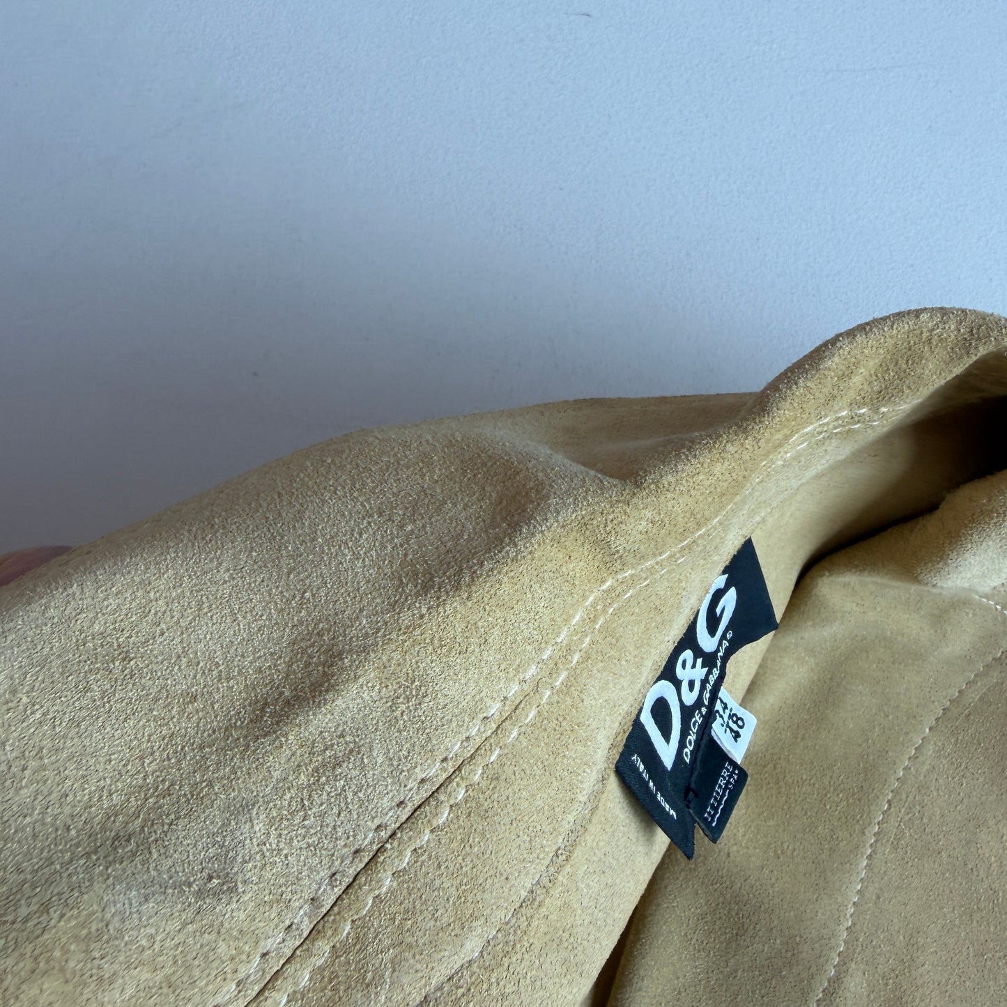 Dolce & Gabbana (48IT) Suede Leather Single Button Golden Yellow Sport Coat