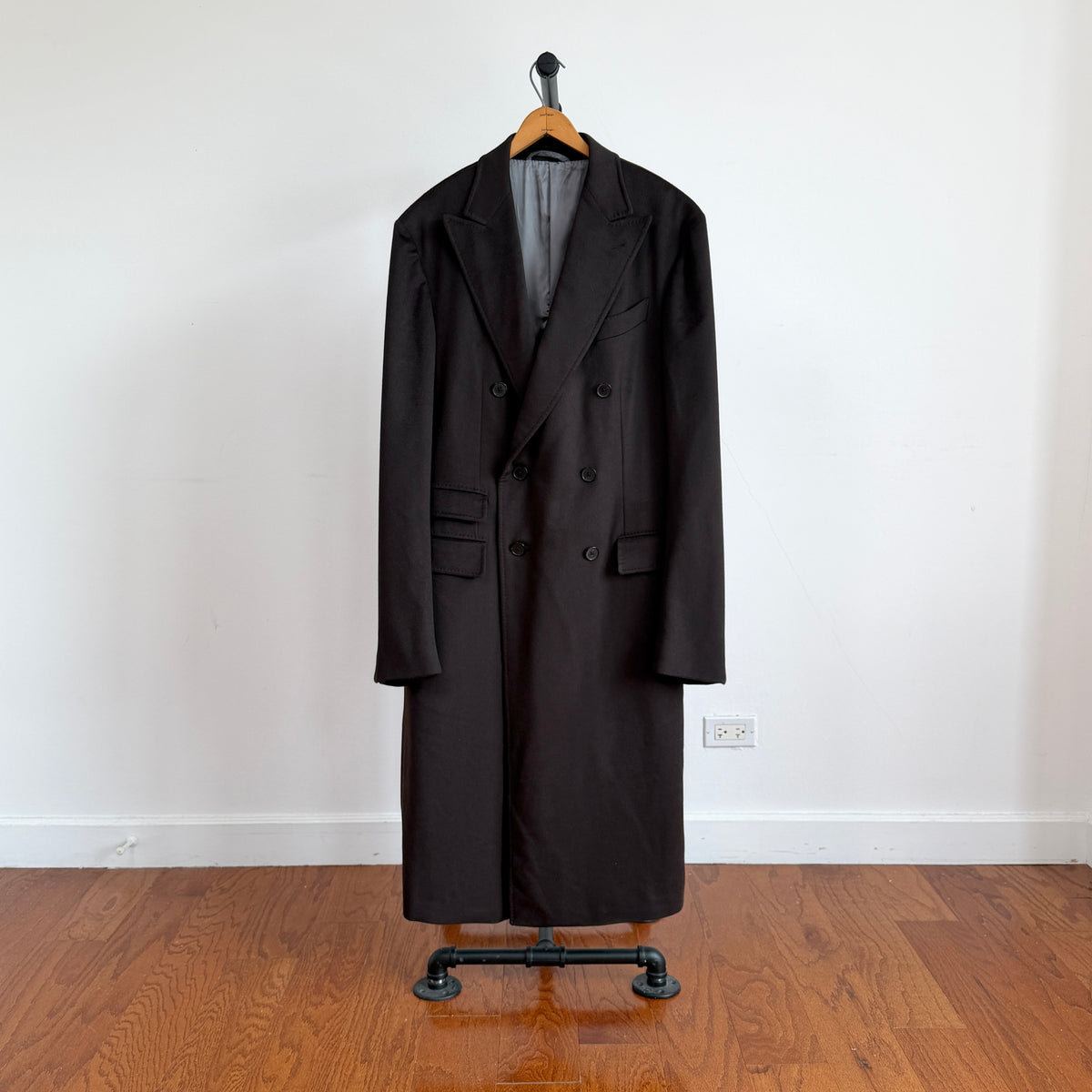 Ermenegildo Zegna (56L) 100% Cashmere Oxblood Half-Belt Double Breast Overcoat