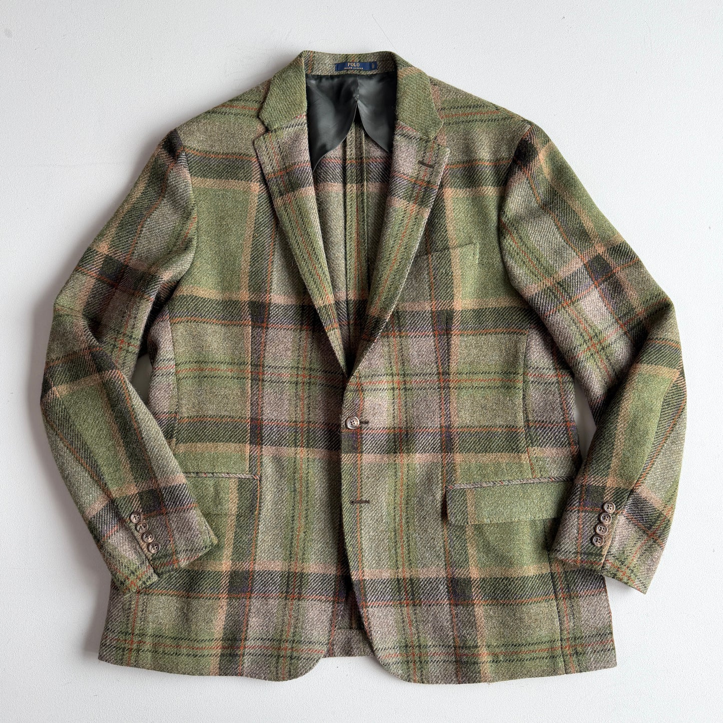 Polo Ralph Lauren (46R) Wool/Alpaca Tweed Plaid Unstructured Green Sport Coat