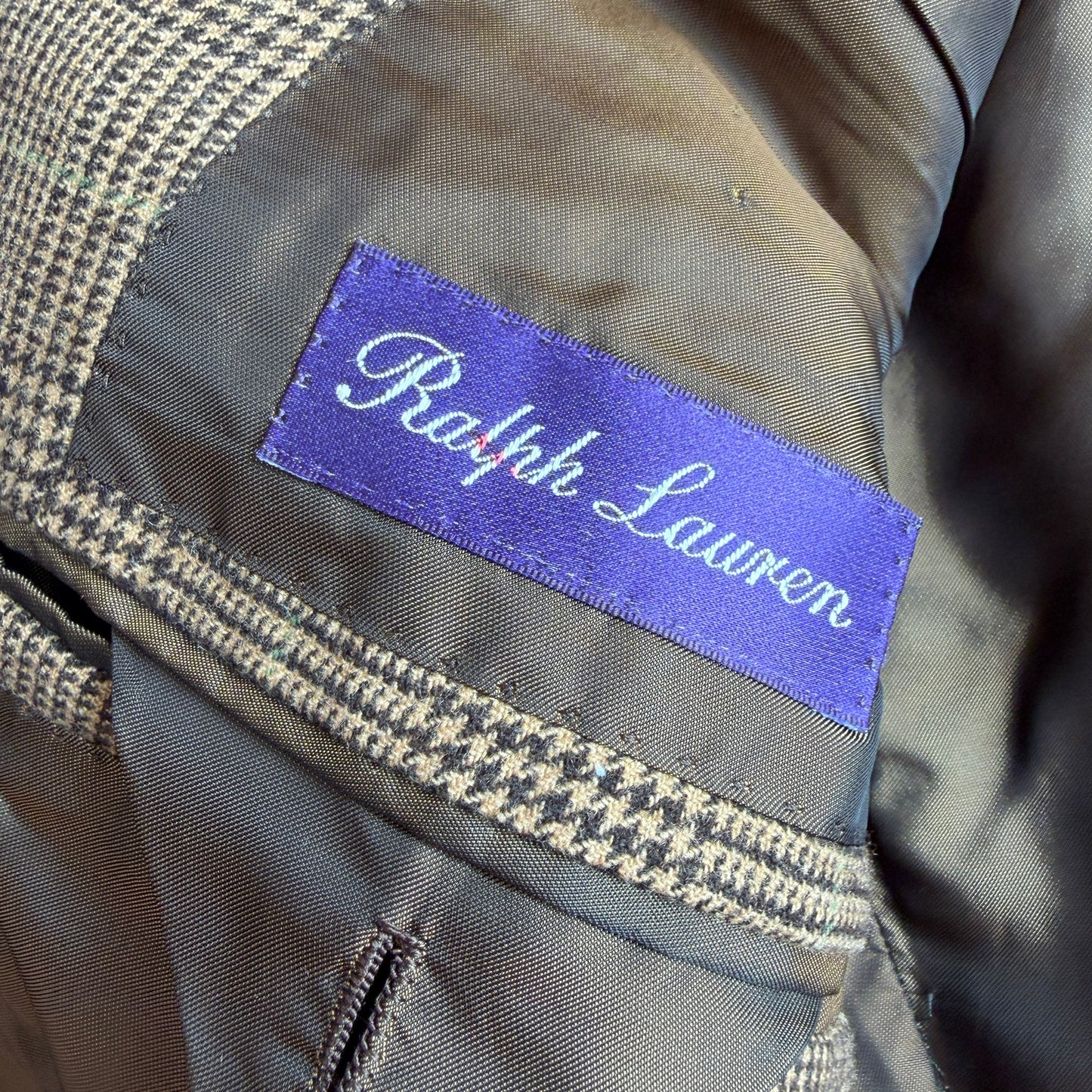 Ralph Lauren Purple Label (40R) Wool Flannel Glen Plaid Brown Sports Coat