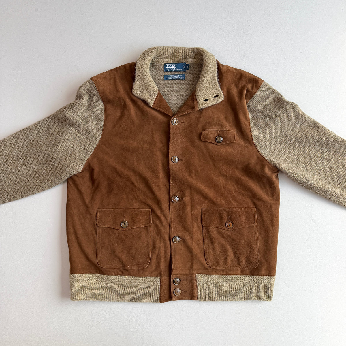 Polo Ralph Lauren (XL) Suede Alpaca/Wool Button Cardigan Sweater