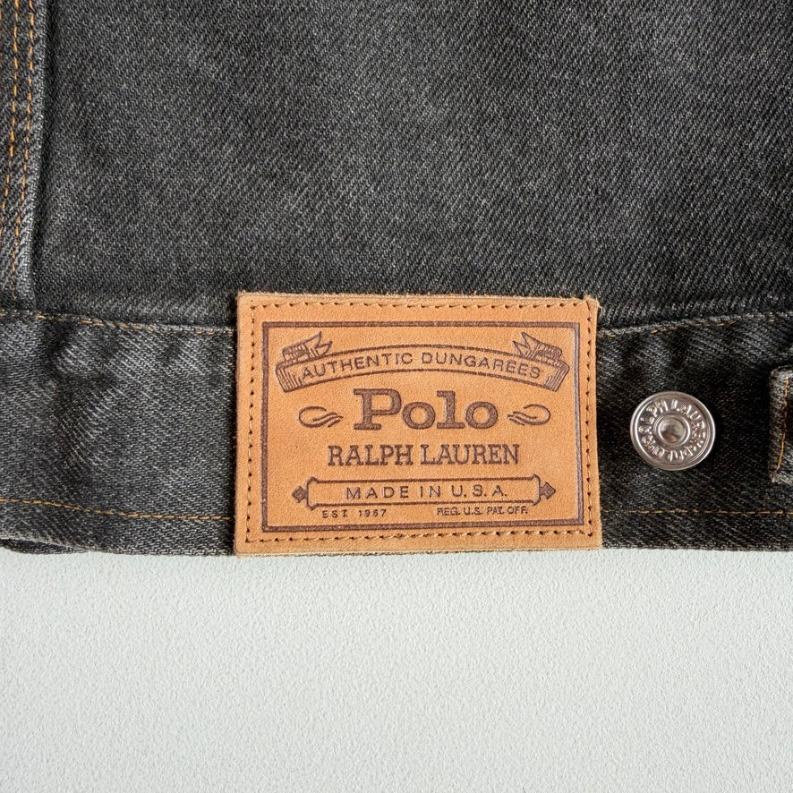 VNTG Polo Ralph Lauren (M) Charcoal Gray Denim Western Trucker Jacket