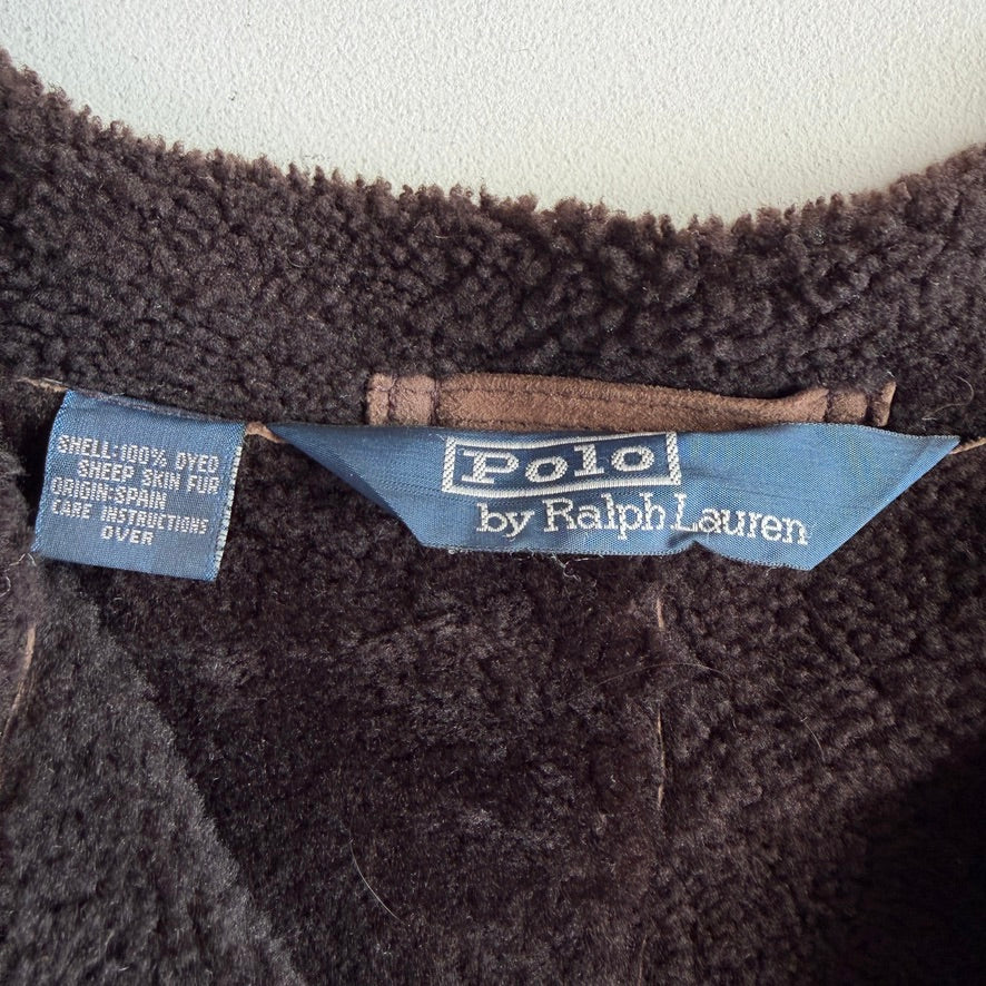 Polo Ralph Lauren (L) Shearling Sheep Leather Chocolate Brown Coat