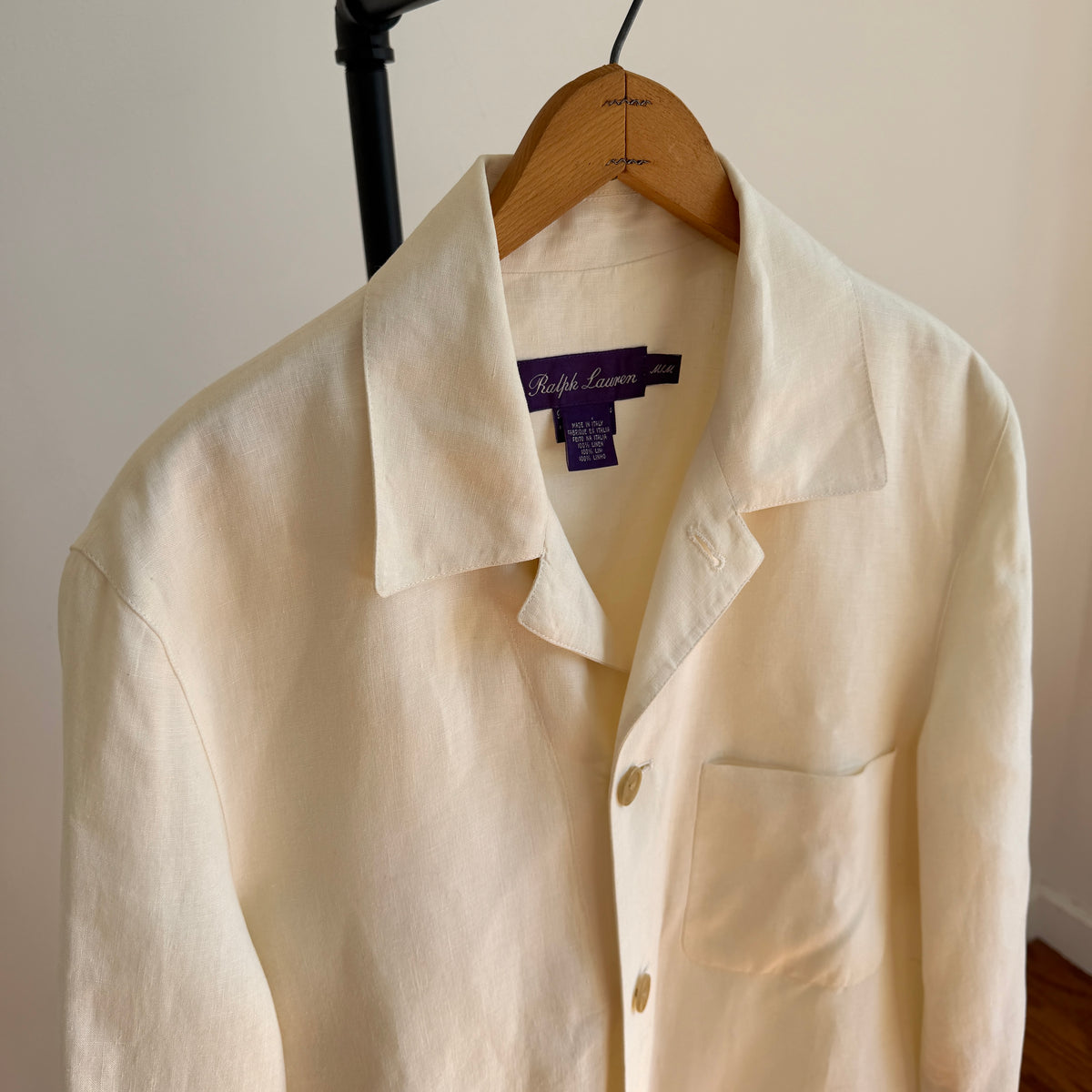 Ralph Lauren Purple Label (M) 100% Linen Ivory Cream Chore Coat Jacket
