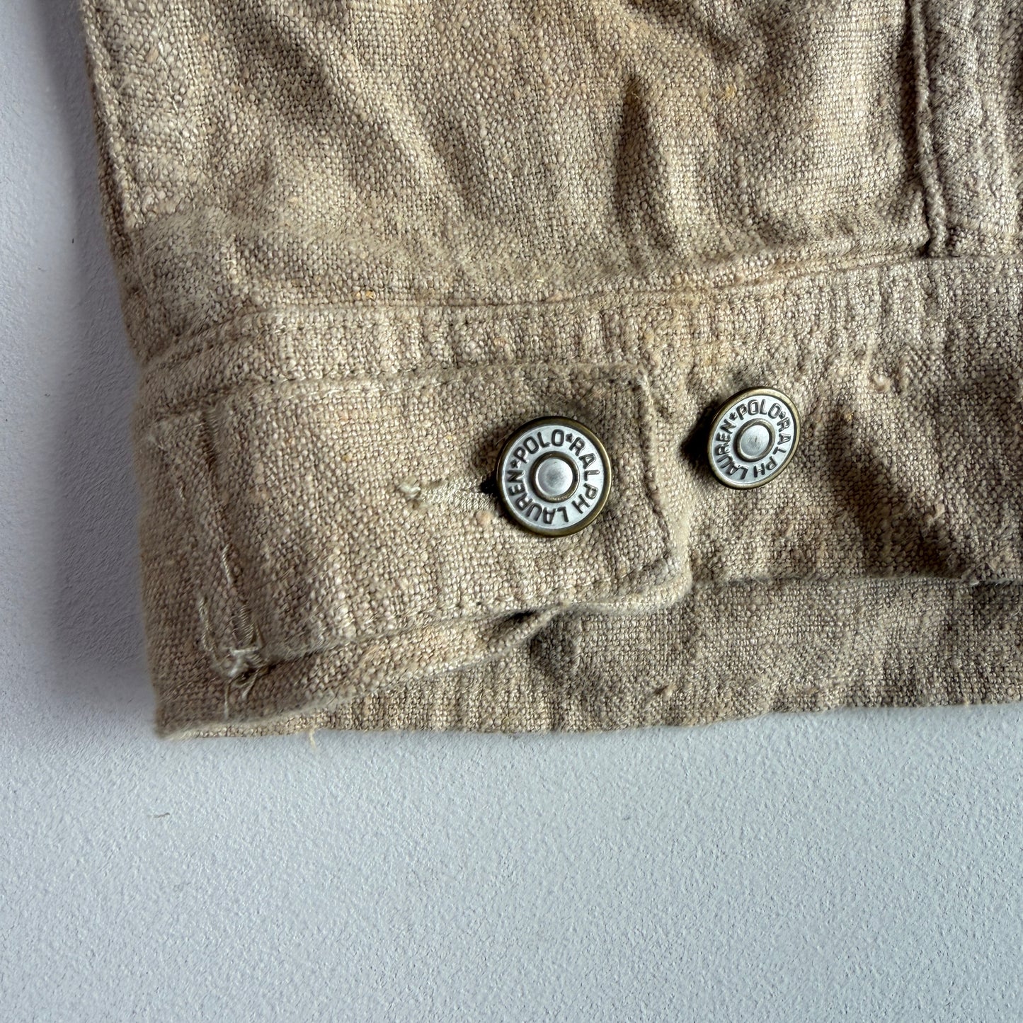 Polo Ralph Lauren (L) 100% Linen Beige Trucker-Style Jacket
