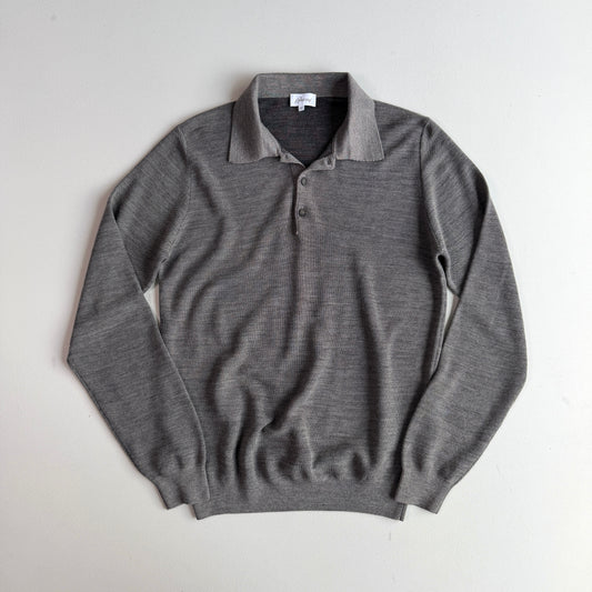 Brioni (50IT) Gray Wool Knit Collared Button Pullover Sweater