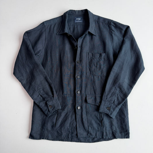 Drake's London (L) Washed Linen Indigo-Dyed Overshirt Jacket