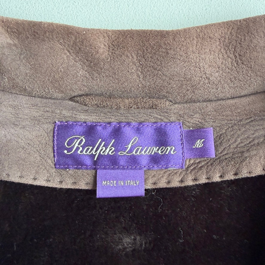 Ralph Lauren Purple Label (M) Lambskin Leather Suede Shearling Jacket