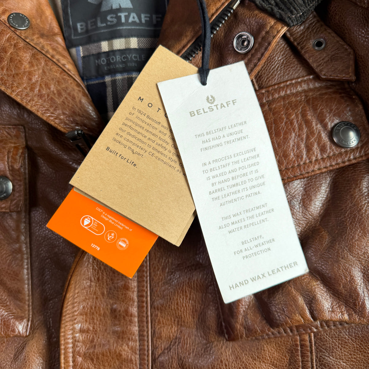 NWT Belstaff (L/XL) Turner Leather Brown Partial-Belt Motorcycle Jacket