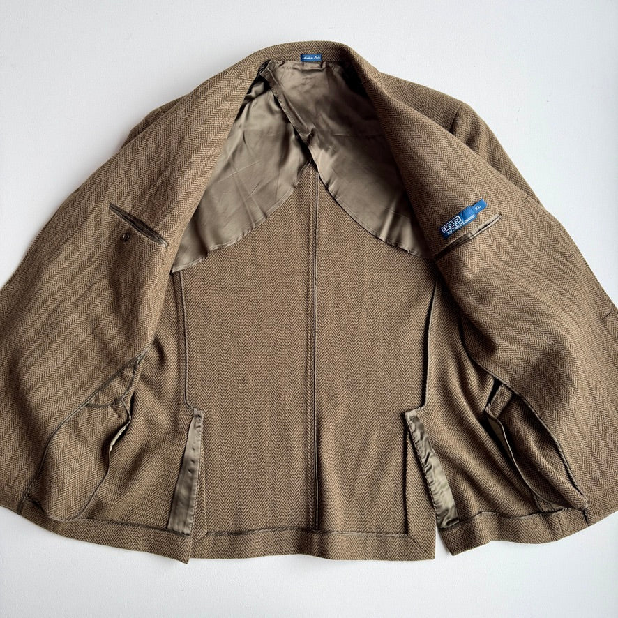 Polo Ralph Lauren (46L, XL) Olive Herringbone Wool Hacking Jacket