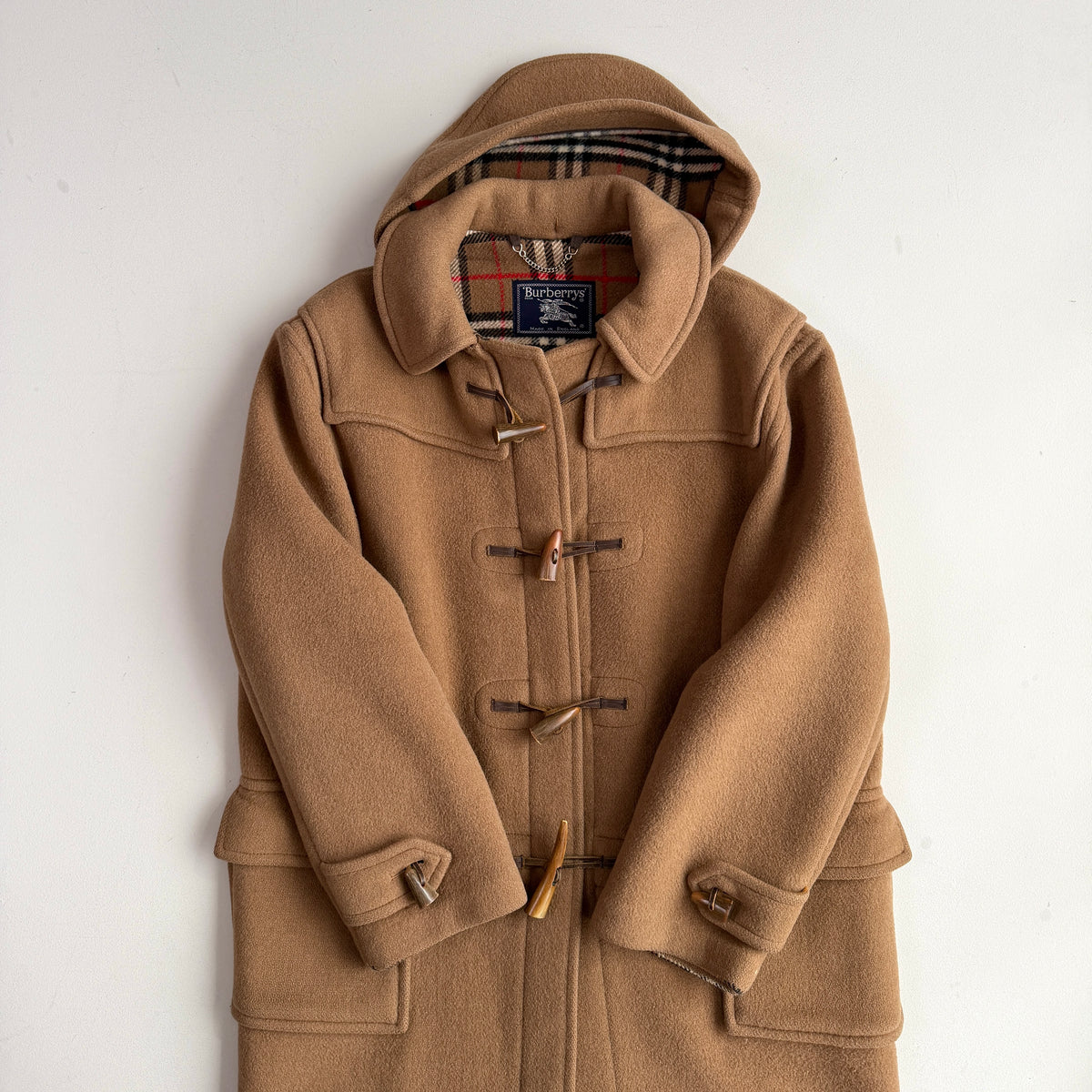VNTG Burberry London (48) 100% Wool Brown Nova Check Duffle Coat