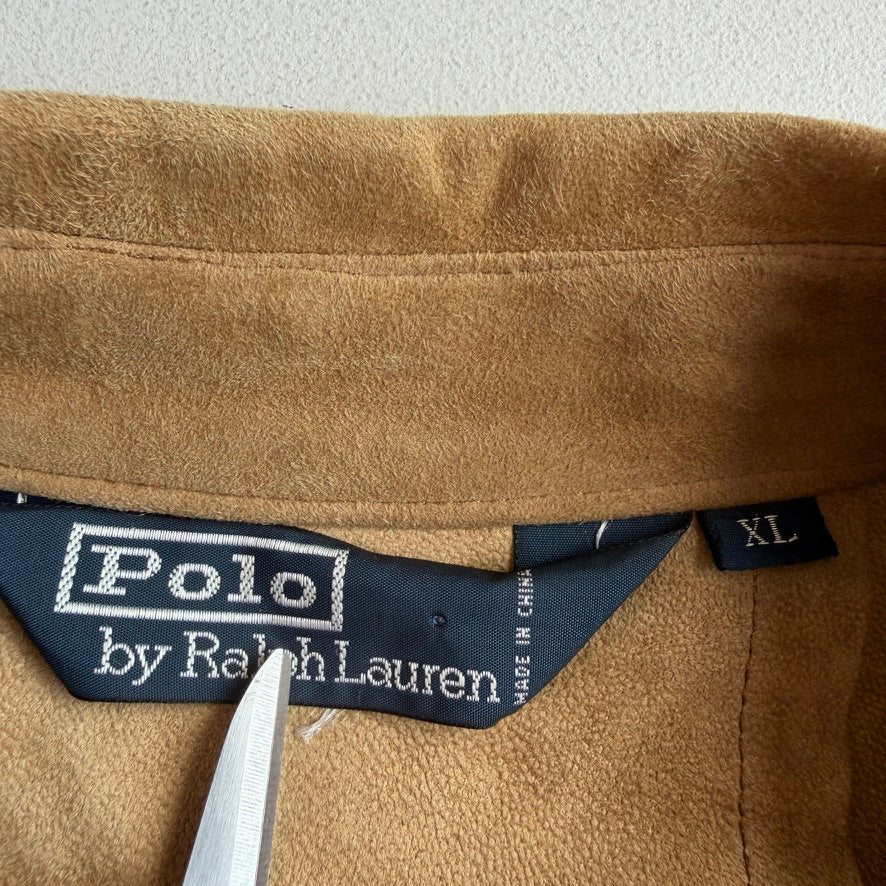 Polo Ralph Lauren (XL) Suede Leather Safari Belted Tan Jacket Coat