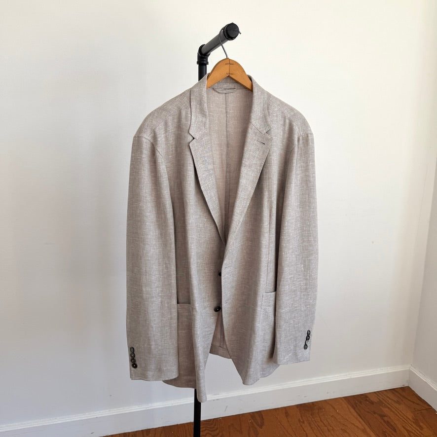 Ermenegildo Zegna (56R) Taupe Linen/Wool/Silk Unstructured Crossover "Shirt Jacket"