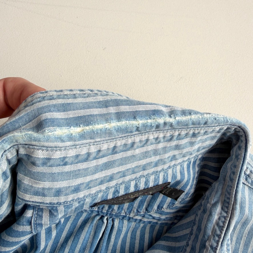 RRL Ralph Lauren (L) Selvedge Hickory Stripe Cotton Heritage Railroad Shirt