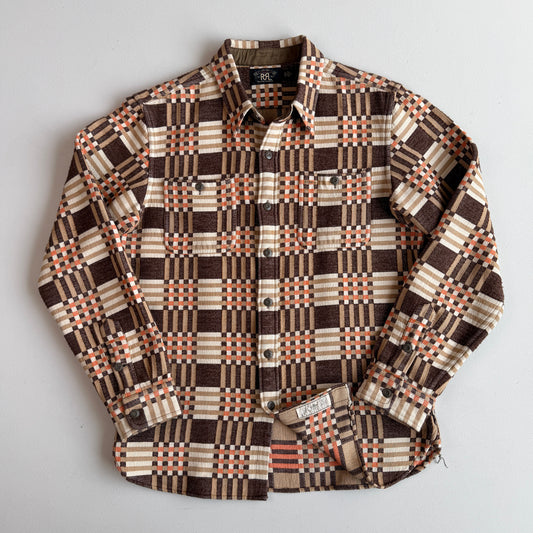 RRL Ralph Lauren (M) Cody Jacquard Cotton Brown/Orange Heritage Work Shirt (Copy)