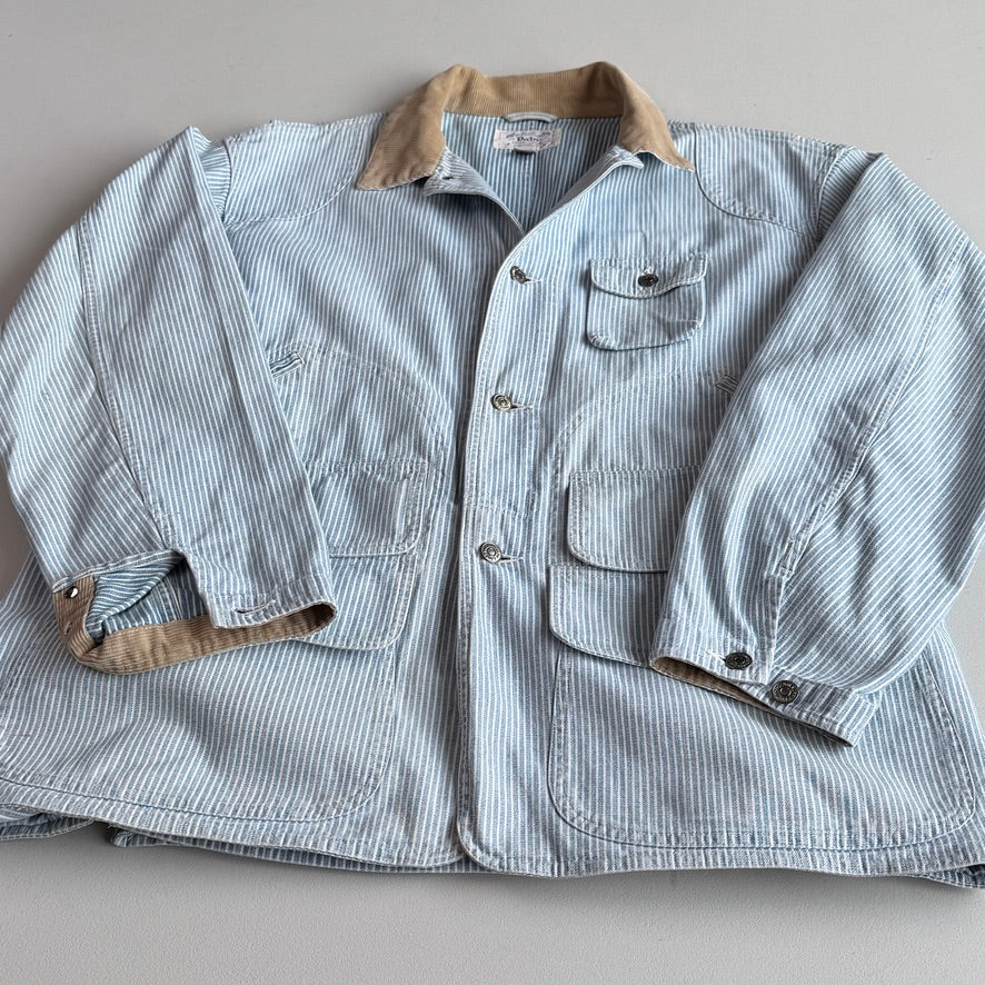 VNTG Polo Ralph Lauren (L) Hickory Stripe Field/Work Cotton Coat