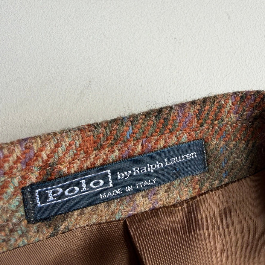 Polo Ralph Lauren (46L) Wool/Alpaca Tweed Blue/Purple Overcheck Sport Coat