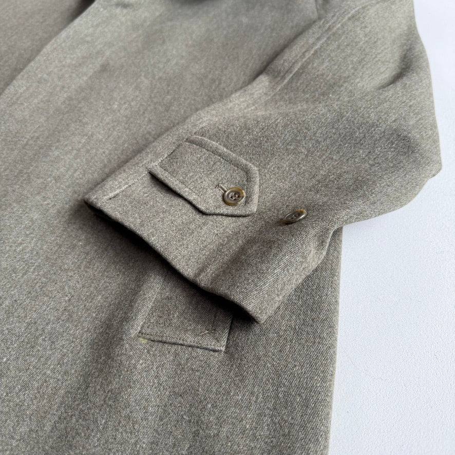 Paul Stuart (40R) Sage 100% Wool Twill Lined Balmacaan Car Coat