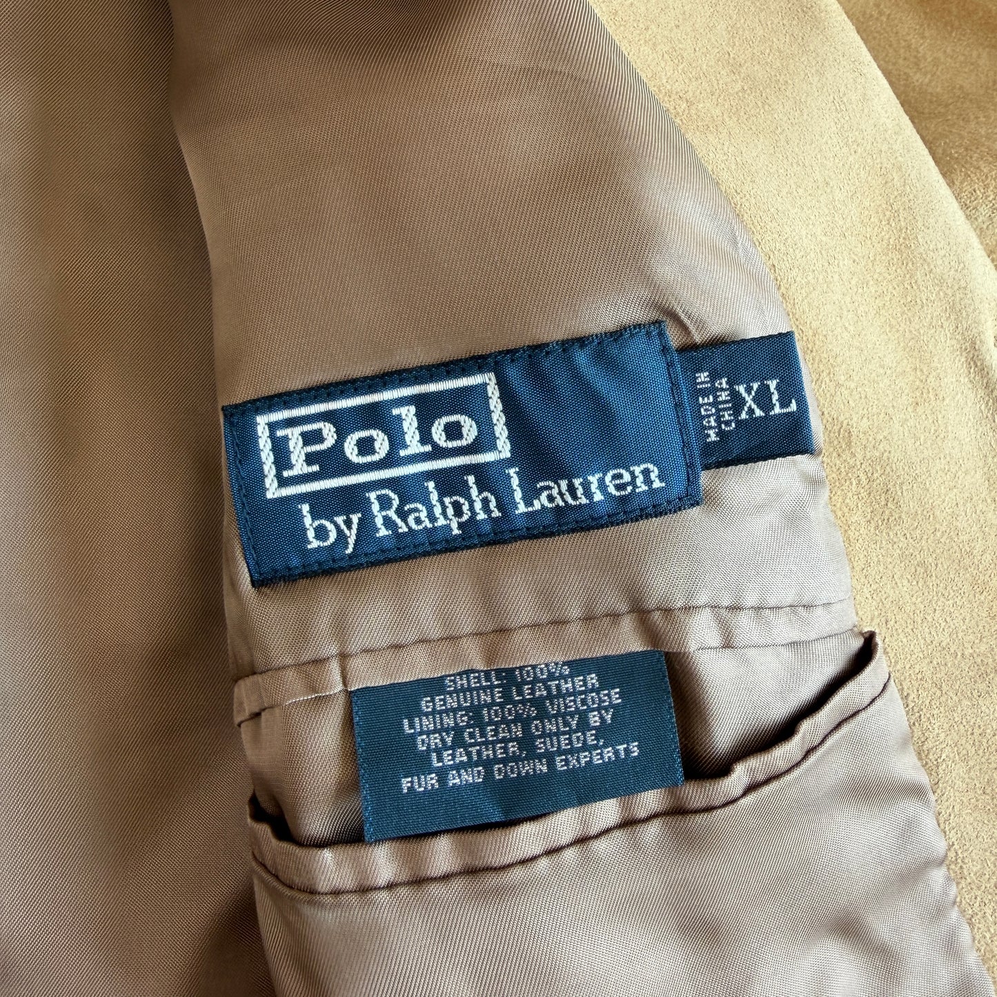 Polo Ralph Lauren (XL) Hacking Equestrian Suede Leather Tan Sports Jacket Coat