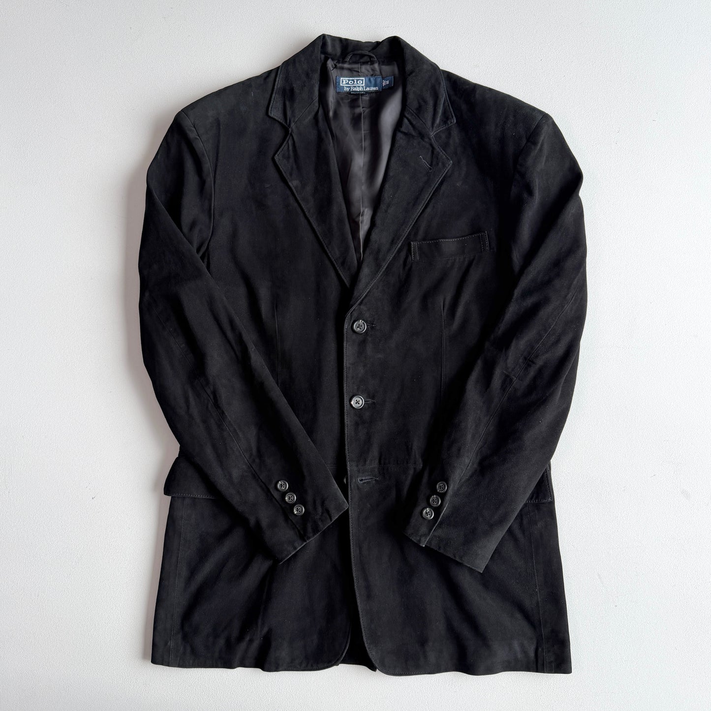 Polo Ralph Lauren (S / 38R) Black Suede Leather Structured Sport Coat