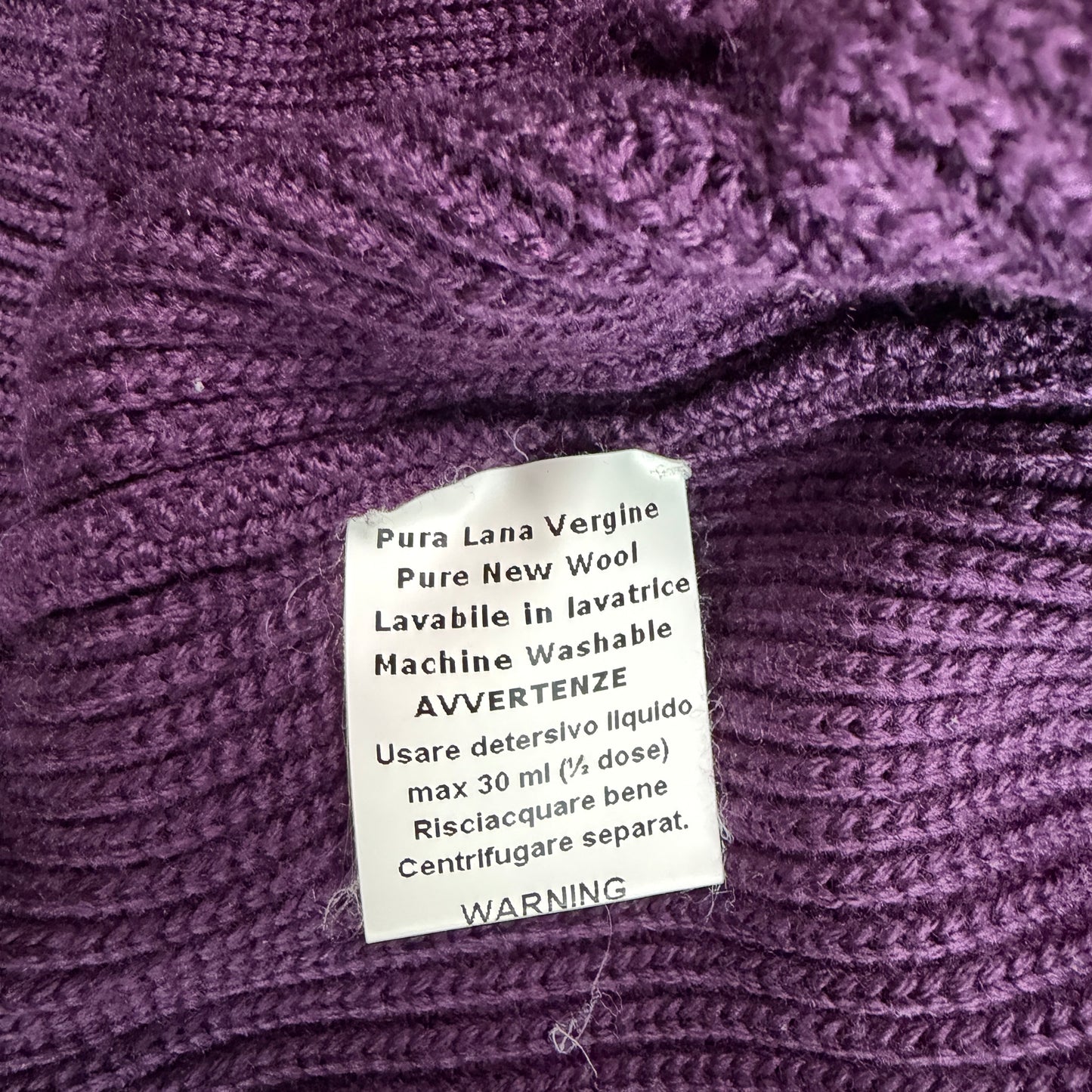Paul Stuart (XL) Royal Purple Wool Heavy Rib-Knit Zip Sweater Cardigan