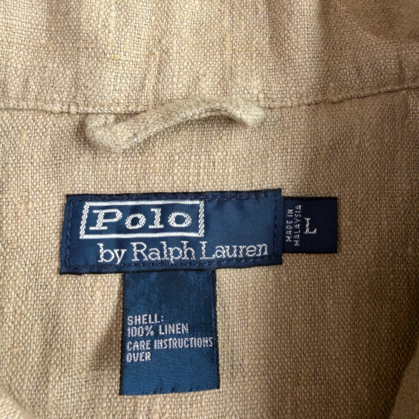 Polo Ralph Lauren (L) 100% Linen Beige Trucker-Style Jacket