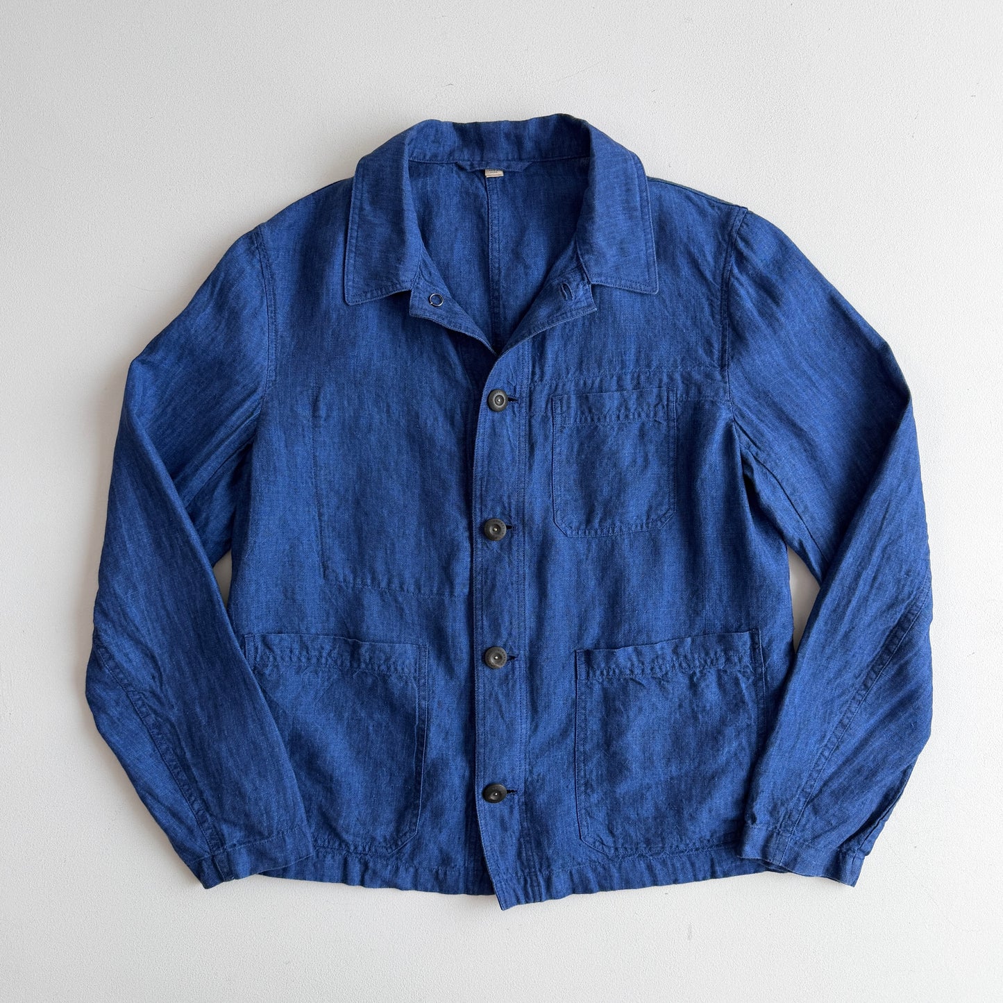 Burberry (48R / S) Indigo Blue 100% Linen Button Chore Overshirt Coat