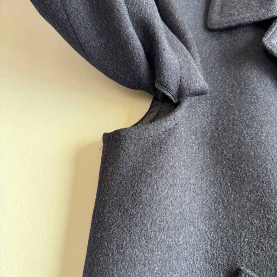 VNTG Burberry (40/ 50IT) Loden-Style MADE IN AUSTRIA Wool Navy Blue Overcoat