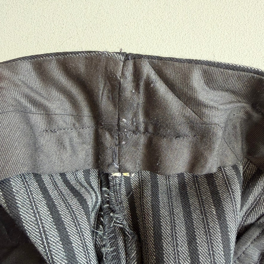 VNTG Polo Ralph Lauren (36x32) Wool French Workwear Stripe Back Cinch Trouser Pants