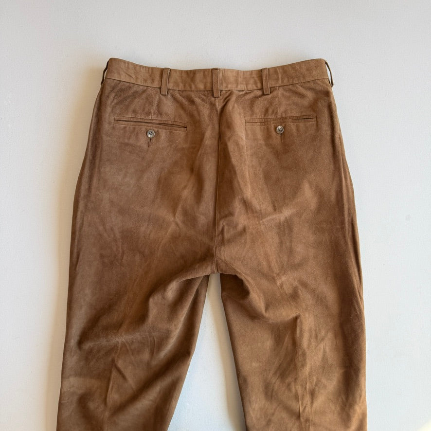 Ralph Lauren Polo Sport (33x30) Suede Leather Brown Lined Pants