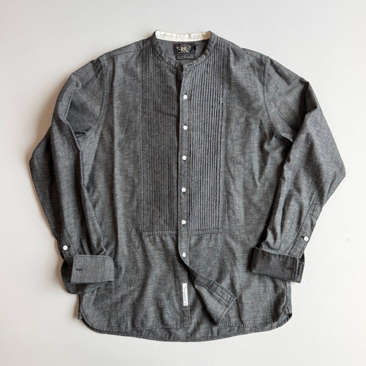 RRL Ralph Lauren (L) Pleated Bib Tuxedo Collar French Cuff Chambray Shirt