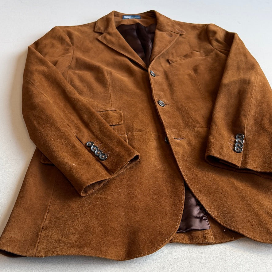 Polo Ralph Lauren (40R) Suede Leather Brown Hacking Jacket Coat