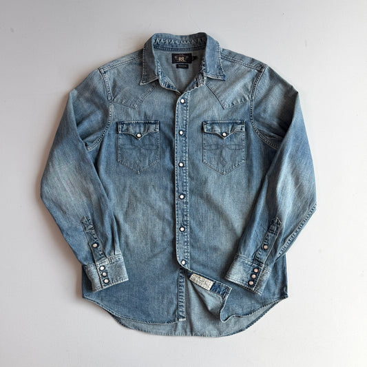 Ralph Lauren RRL (L) Pearl Snap Denim Western Shirt
