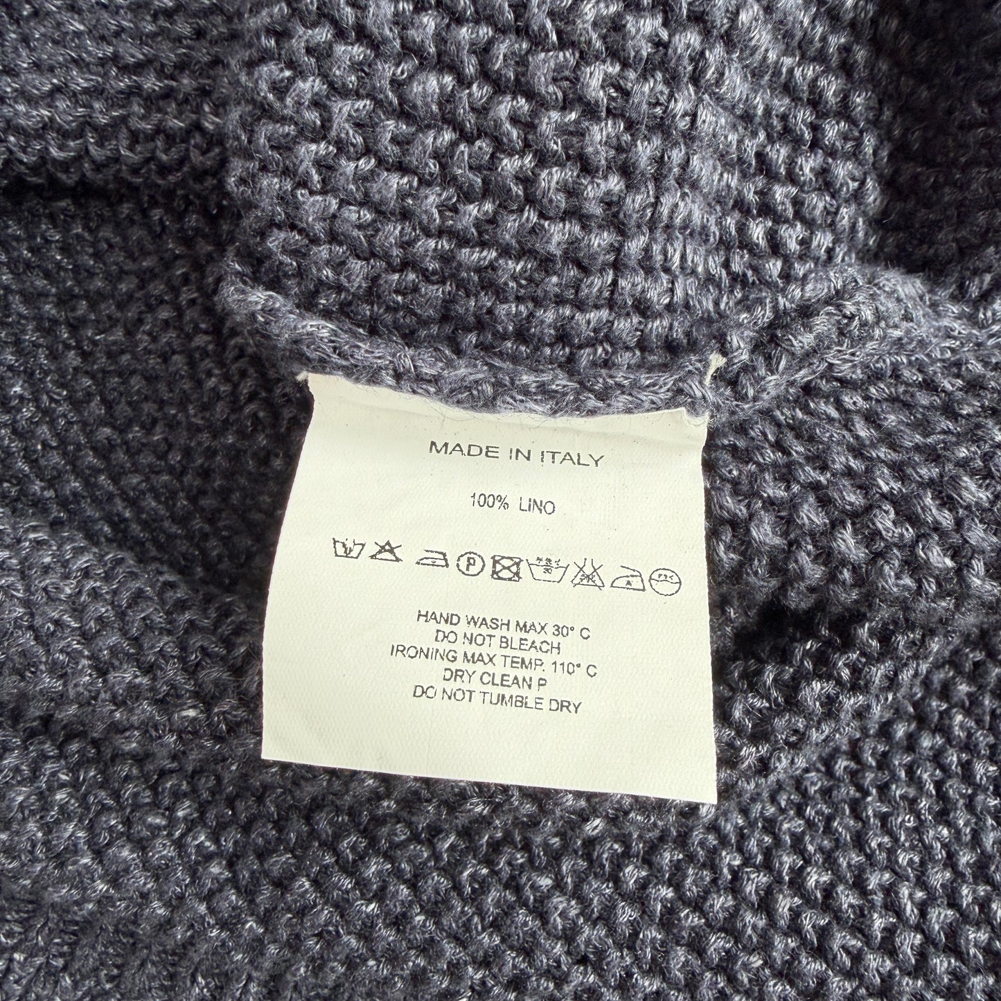 Paul Stuart (L) 100% Linen Indigo Dyed Knit Cardigan Sweater