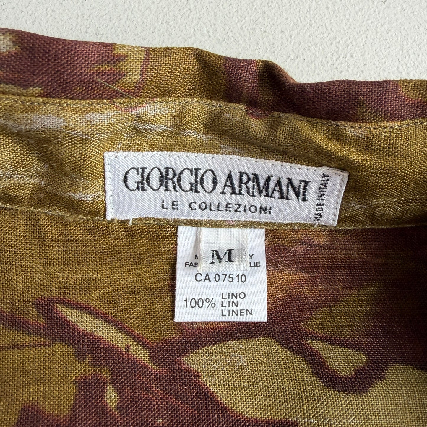 VNTG Giorgio Armani (M / L) 100% Linen Floral Abstract Popover Shirt