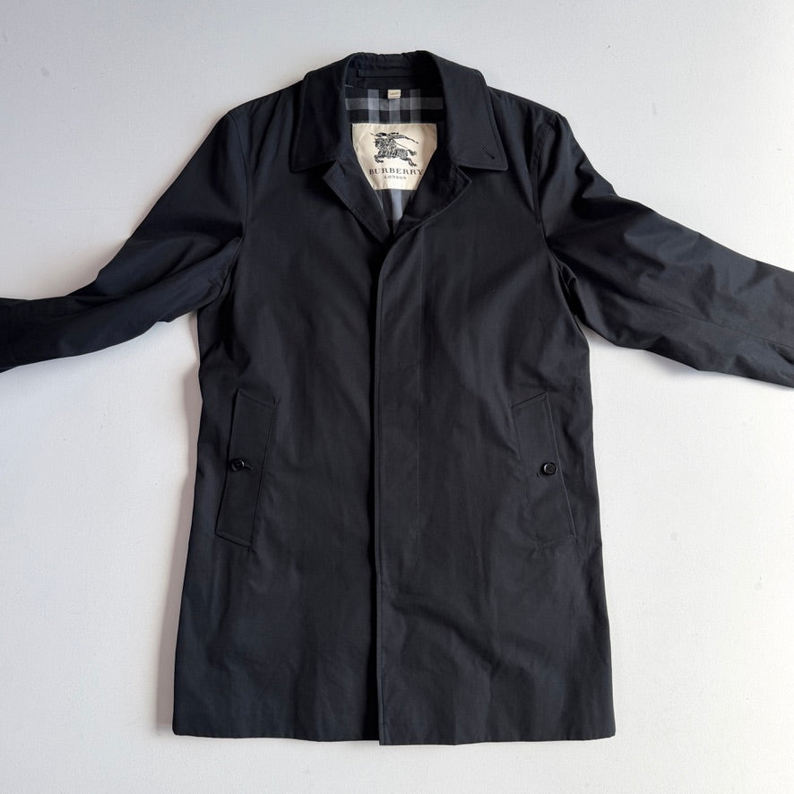 Burberry (48IT / M) Black 100% Cotton Gabardine Twill Car Coat