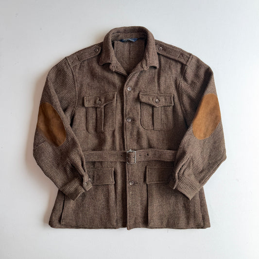 VNTG Polo Ralph Lauren (XL) Norfolk Wool Tweed Belted Melange Jacket Coat