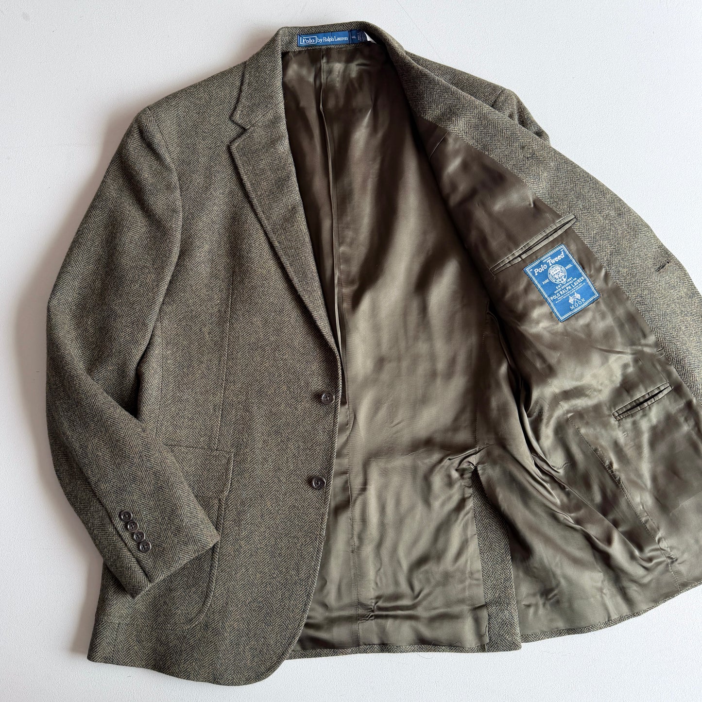 NWOT Polo Ralph Lauren (44L) Olive Green Wool/Cotton Tweed Moon Mill Fabric Sport Coat
