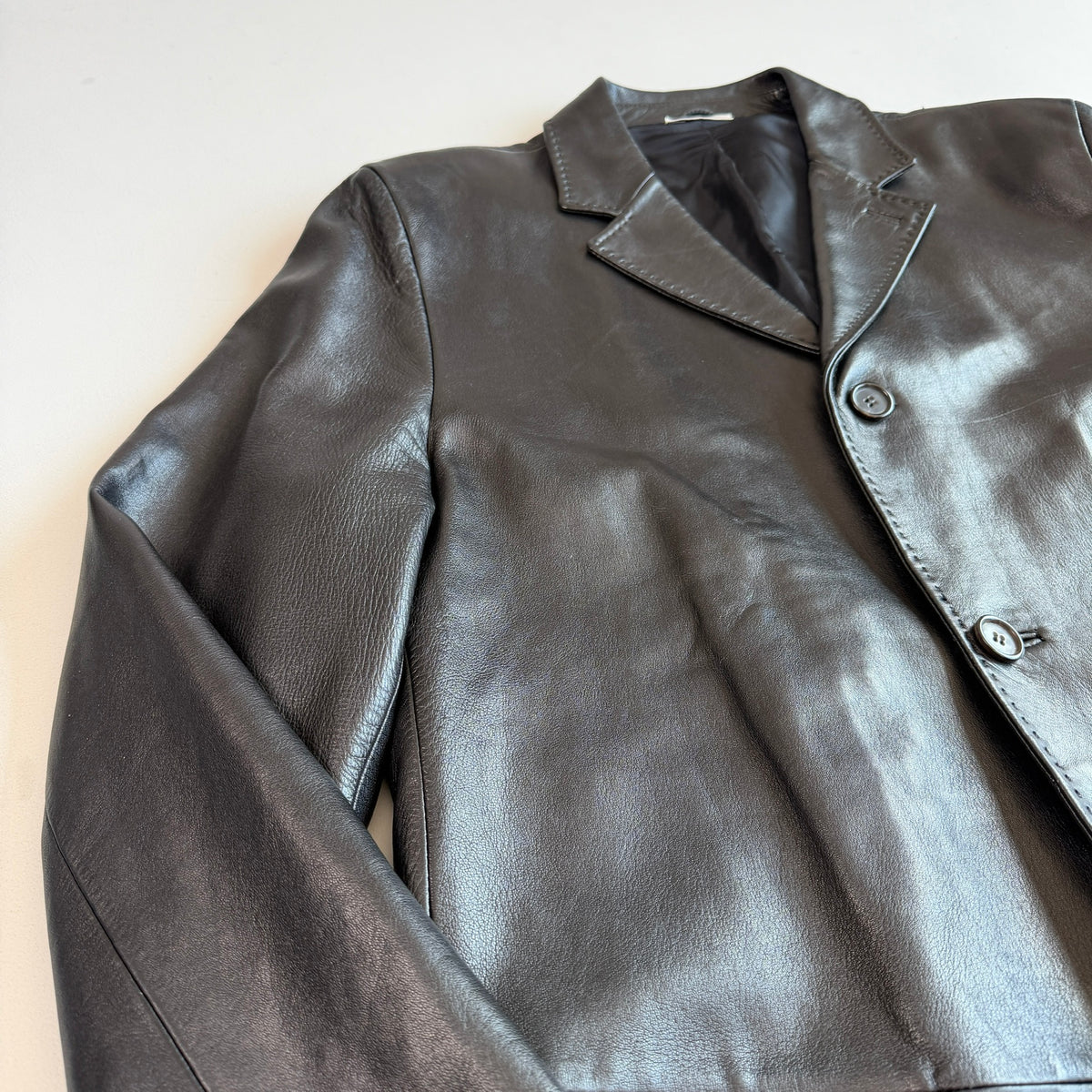 Ermenegildo Zegna (54/XL) Glove-Soft Leather Black Sports Coat
