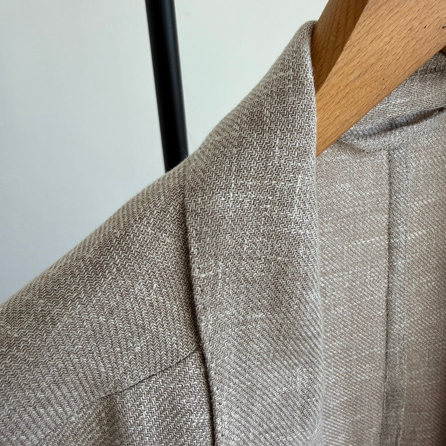 Ermenegildo Zegna (56R) Taupe Linen/Wool/Silk Unstructured Crossover "Shirt Jacket"