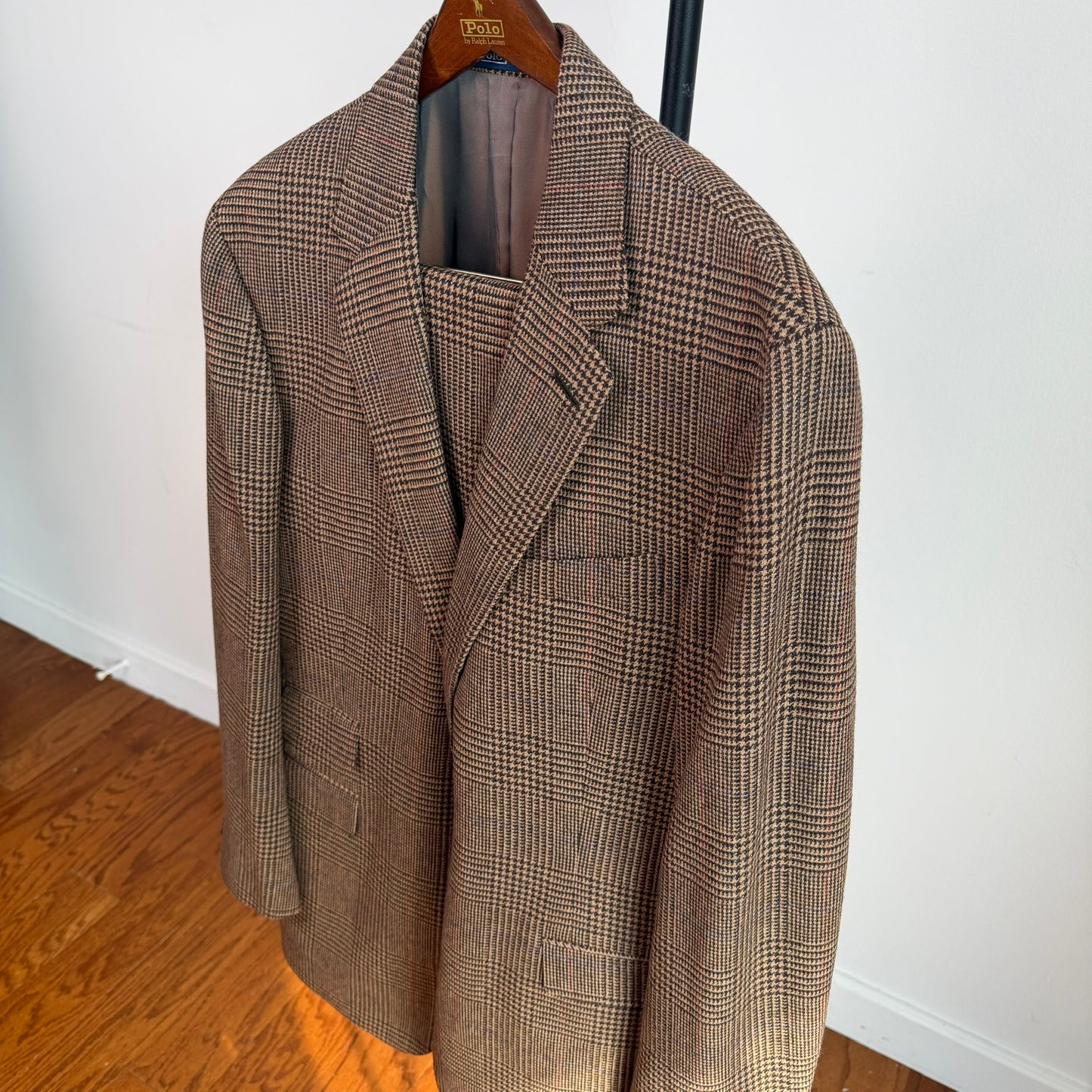 NWOT Polo Ralph Lauren (46L x 38L) Wool Glen Plaid Blue/Rust Check Suit