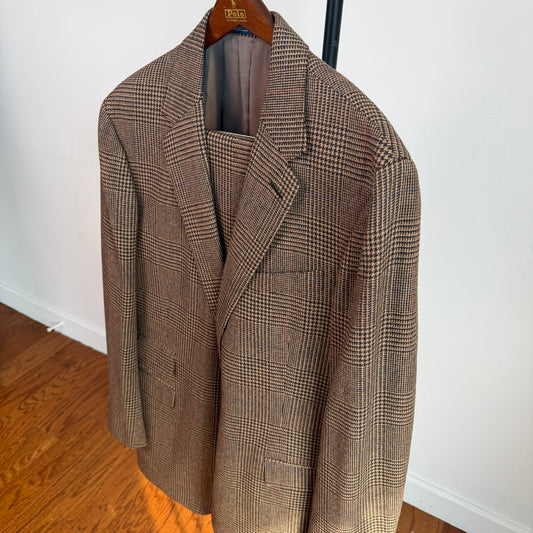 NWOT Polo Ralph Lauren (46L x 38L) Wool Glen Plaid Blue/Rust Check Suit
