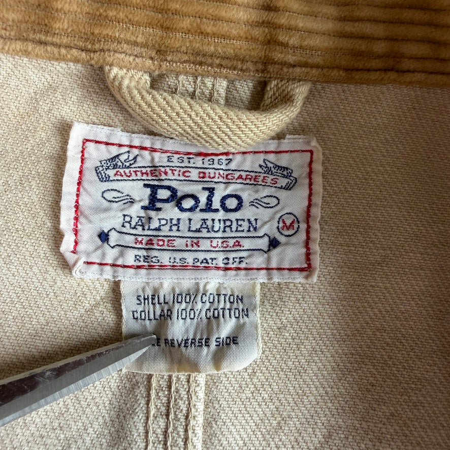 VNTG Polo Ralph Lauren (M) Cream/Beige Denim Cotton Trucker Jacket