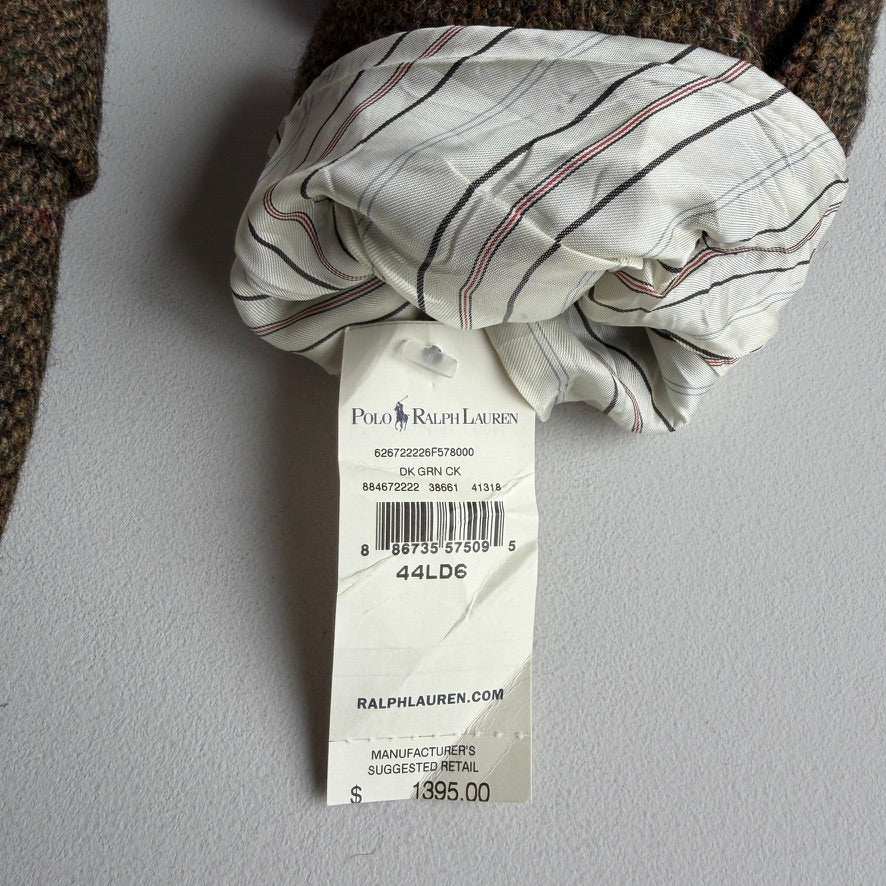 NWT Polo Ralph Lauren (44L) Half-Canvas Tweed Burgundy Check Sport Coat