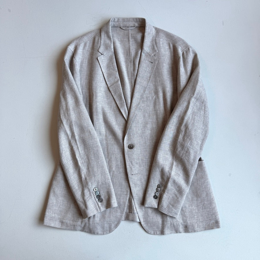 Ermenegildo Zegna (56R) Taupe Linen/Wool/Silk Unstructured Crossover "Shirt Jacket"